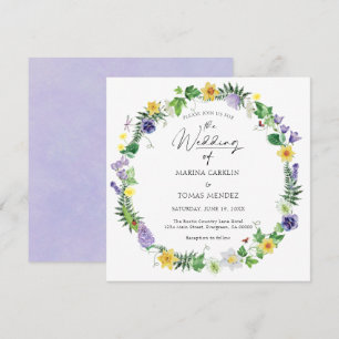 Rustikale Bohemische Wildblume Hochzeit Einladung