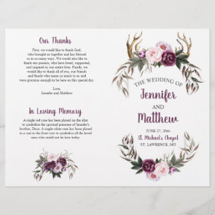 Rustikale Boho Antlers Lila Pflaumenrosa Peonies