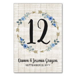 Rustikale Boho Arrows & Floral Wedding Tischnummer