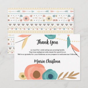 Rustikale Boho-Baby-Shower-Dankeskarte Dankeskarte