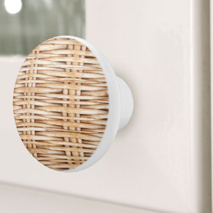 Rustikale Boho Beach Tropeninsel Woven Wicker Keramikknauf