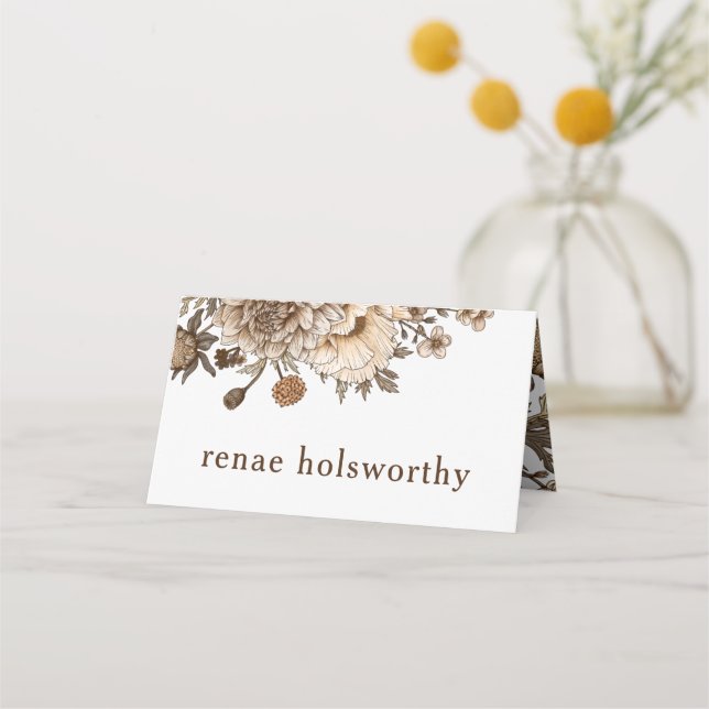 Rustikale Boho-Begleitkarten, Holzlandhochzeit Platzkarte (Vorderseite)