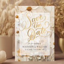 Rustikale Boho Bloral Script Save the Date Card