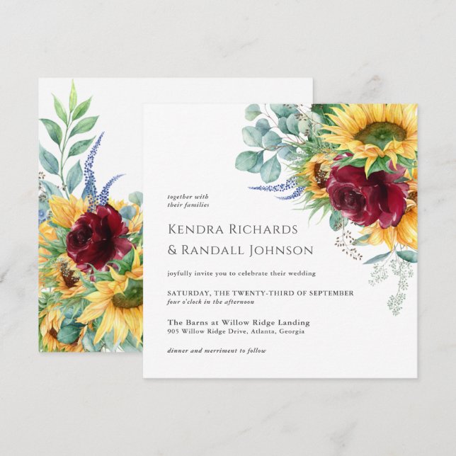 Rustikale Boho Blumen Blumenblumen Blumenzehen Einladung (Vorne/Hinten)