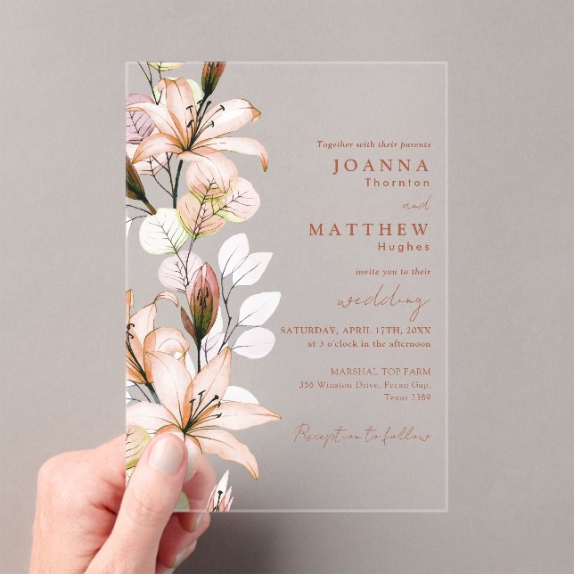 Rustikale Boho Blumenkolonie Hochzeit im Herbst Acryleinladungen (Insitu (Handheld))