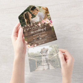 Rustikale Boho-Blumenstränge leuchten alle in eine All In One Einladung