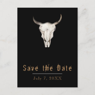 Rustikale Boho Bohemische Kuh Stier Save the Date Ankündigungspostkarte