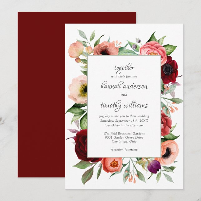 Rustikale Boho Botanische Charm-Hochzeit Einladung (Vorne/Hinten)