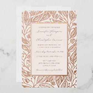 Rustikale Boho-Botanische Hochzeit Roségold Folieneinladung