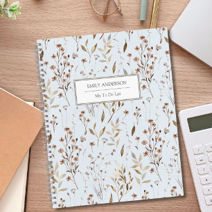 Rustikale Boho-Braun-Herbst-Botanik-To-Do-Checklis Notizbuch