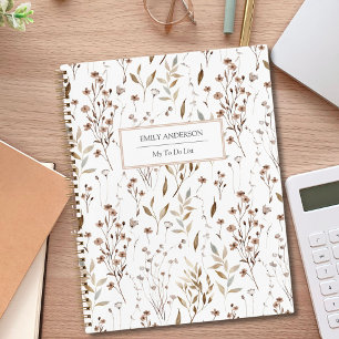 Rustikale Boho-Braun-Herbst-Botanik-To-Do-Checklis Notizbuch