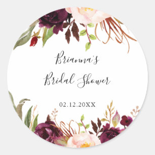Rustikale Boho bunte Blumen Hochzeitsdusche Favor Runder Aufkleber