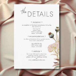 Rustikale Boho Delicate Fall Wildblume Hochzeit Begleitkarte