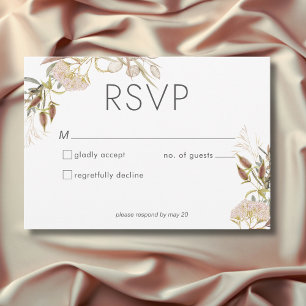 Rustikale Boho Delicate Fall Wildblumen Hochzeit RSVP Karte