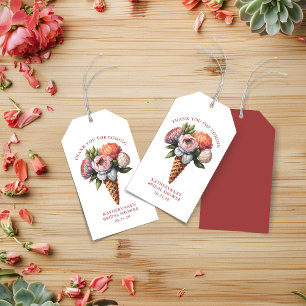 Rustikale Boho-Eiscreme-Blumen-Hochzeitsshower Geschenkanhänger