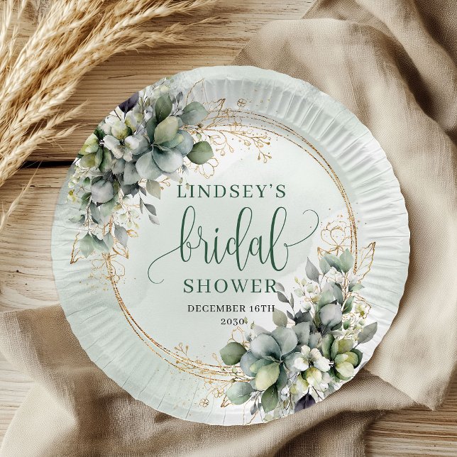 Rustikale Boho-Eukalyptus-Brautparty-Teller aus Pa Pappteller (Rustic Boho Eucalyptus Bridal Shower Paper Plates)