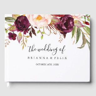 Rustikale Boho farbenfrohe blumenreiche Hochzeit Gästebuch
