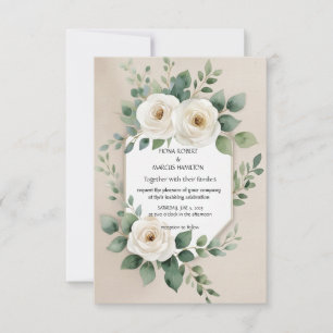 Rustikale Boho-Floral-Eleganz Weiße Rosen Save The Date