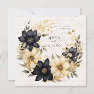 Rustikale Boho Floral Wood Wedding Einladung