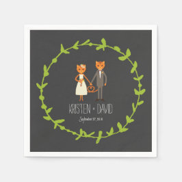 Rustikale Boho Forest Cats Hochzeit Einladung Serviette