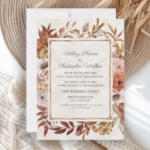 Rustikale Boho-Herbst-Hochzeit mit Blumen Einladung