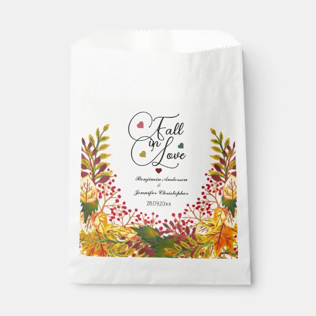 Rustikale Boho Herbstblütenhochzeit fällt in Liebe Geschenktütchen (Vorderseite)