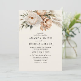Rustikale Boho-Hochzeit mit floralen Getränken und Einladung