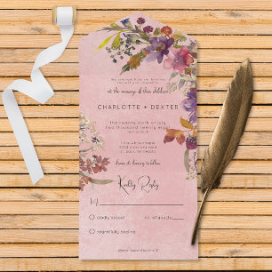 Rustikale Boho-Juwel-Ton-Blumen Rosa Keine Abendes All In One Einladung