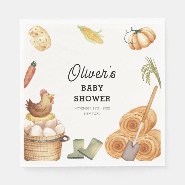 Rustikale Boho KinderBaby-Dusche auf der Bauernhöf Serviette (Vorderseite)