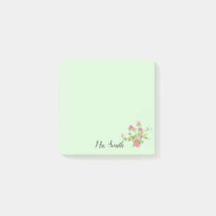 Rustikale Boho-Kleeblatt-Blumenstrauß-Monogramm Post-it Klebezettel