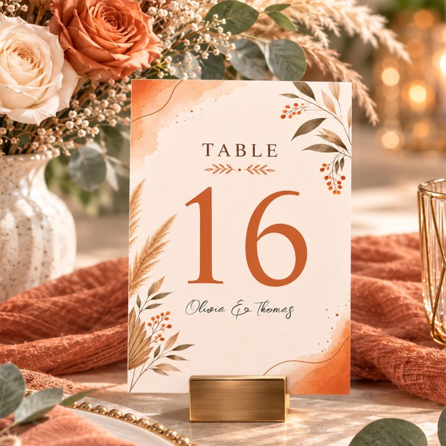 Rustikale Boho-Moderne Terrakotta-Hochzeit Tischnummer (Von Creator hochgeladen)
