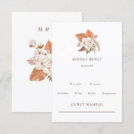 Rustikale Boho Pampas Grass Floral Wüste Hochzeit RSVP Karte