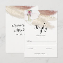 Rustikale Boho Pampas Grass White Orchid Wedding RSVP Karte