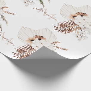 Rustikale Boho-Pampasgras-Blumenmonogramm Geschenkpapier