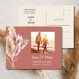 Rustikale Boho-Pampasgras-Save-the-Date-Foto Postkarte