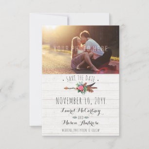 Rustikale Boho-Pfeil-Hochzeit Terminankündigung Save The Date