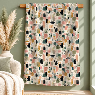 Rustikale Boho-Regenbogen-Blumen-Decke Terrakotta Fleecedecke
