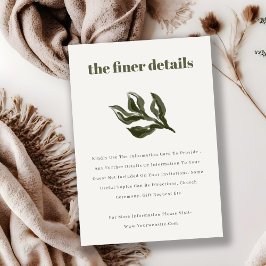 Rustikale Boho Retro Grüne botanische Hochzeit Det Begleitkarte