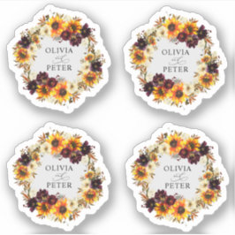 Rustikale Boho Sonnenblume Burgundy Hochzeit im He Aufkleber