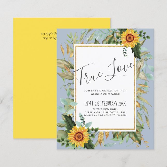 Rustikale BOHO Sonnenblumen Grüne Hochzeit (Vorne/Hinten)
