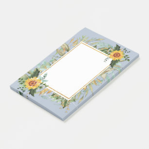 Rustikale BOHO Sonnenblumen Grüne Hochzeit Post-it Klebezettel