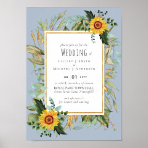 Rustikale BOHO Sonnenblumen Grüne Hochzeit Poster