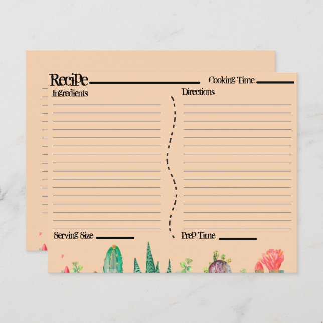 Rustikale Boho Southwest Catcus Rezeptionskarten (Vorne/Hinten)