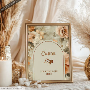 Rustikale Boho-Terrakotta-Elfenbein-Blumenmuster-P Poster