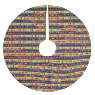 Rustikale Boho-Volks kunst-Diamantmuster Polyester Weihnachtsbaumdecke