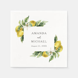 Rustikale Boho Wasserfarbe Zitronenfrüchte Zitrusf Serviette