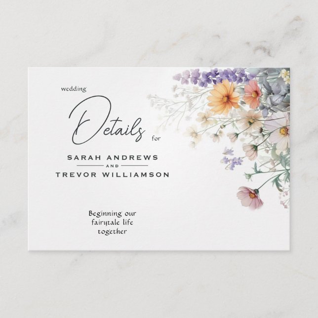 Rustikale Boho Wasserfarben-Wildblumen Begleitkarte (Vorderseite)