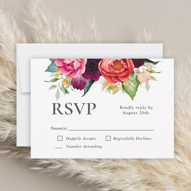 Rustikale Boho Watercolor Blumenhochzeit RSVP Karte (Von Creator hochgeladen)