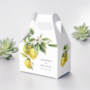 Rustikale Boho Watercolor Lemons Wedding Geschenkschachtel