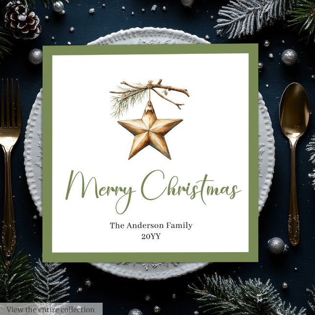Rustikale Boho-Weihnachtsszene Wasserfarbe Abendes Serviette (Rustic Boho Christmas Scene Watercolor Dinner Napkins)